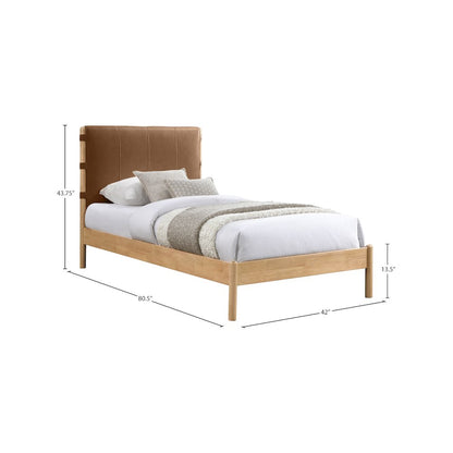 Asher Cognac Vegan Leather Twin Bed