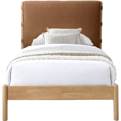 Asher Cognac Vegan Leather Twin Bed