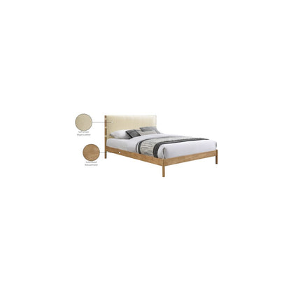 Asher Cream Vegan Leather Queen Bed