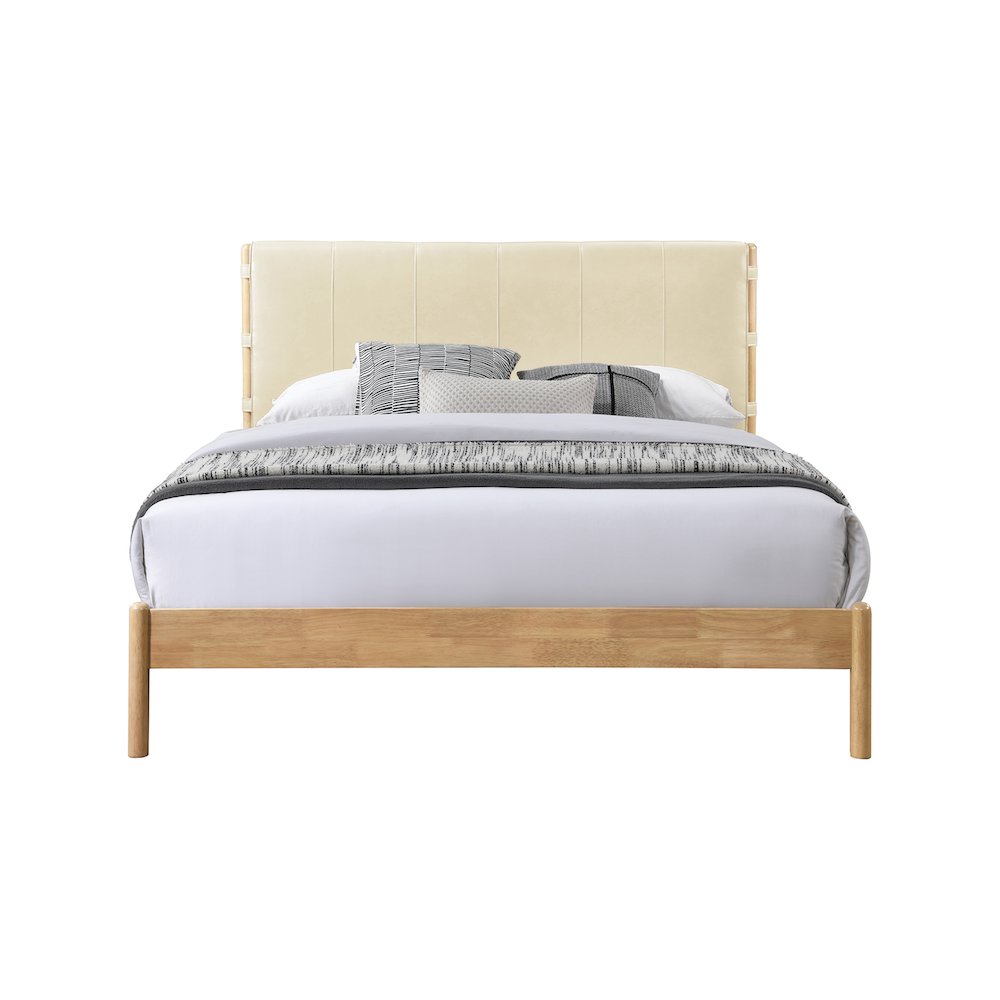 Asher Cream Vegan Leather Queen Bed