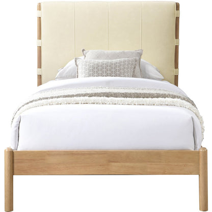 Asher Cream Vegan Leather Twin Bed