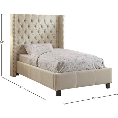 Ashton Beige Linen Textured Twin Bed