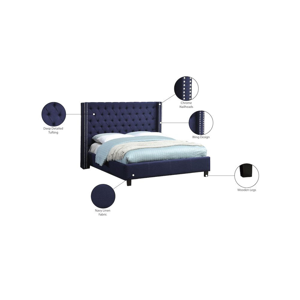 Ashton Navy Linen Textured Full Bed