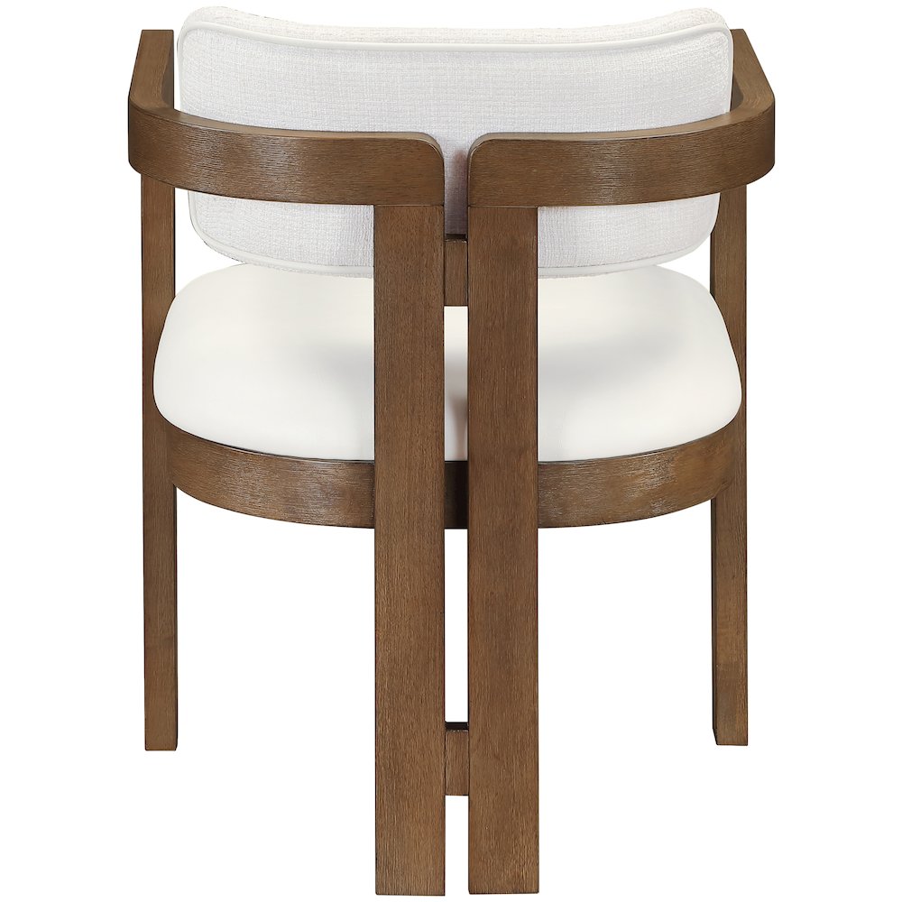 Ravina Cream Vegan Leather and Linen Fabric Upholstered Dining Chair, Set of 2