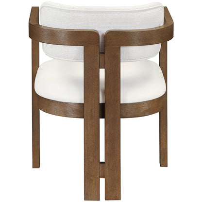 Ravina Cream Vegan Leather and Linen Fabric Upholstered Dining Chair, Set of 2