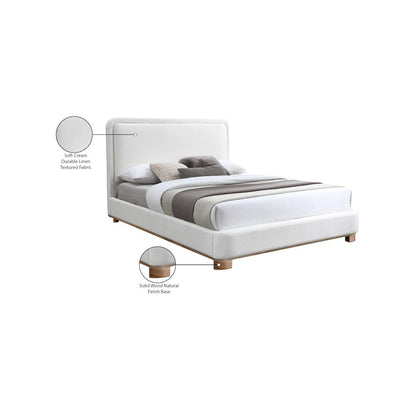 Nolita Cream Linen Textured Fabric Queen Bed