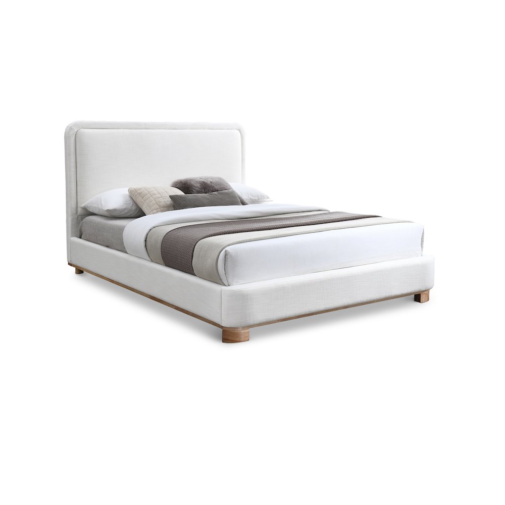 Nolita Cream Linen Textured Fabric Queen Bed