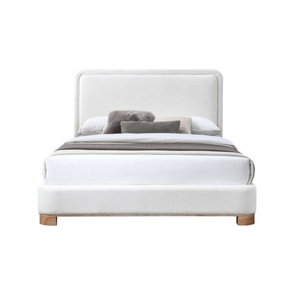 Nolita Cream Linen Textured Fabric Queen Bed