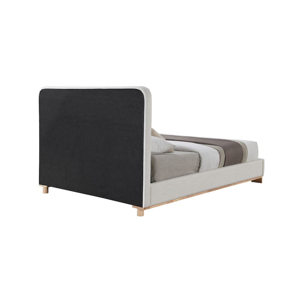 Nolita Cream Linen Textured Fabric Queen Bed