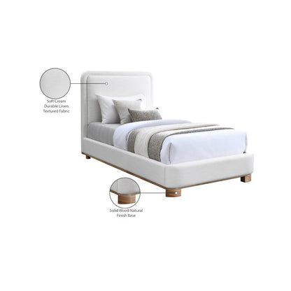 Nolita Cream Linen Textured Fabric Twin Bed