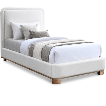 Nolita Cream Linen Textured Fabric Twin Bed