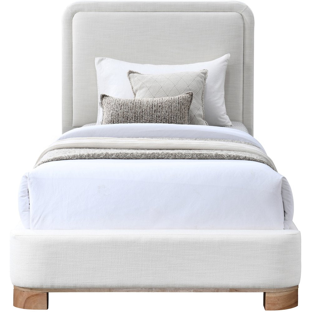 Nolita Cream Linen Textured Fabric Twin Bed