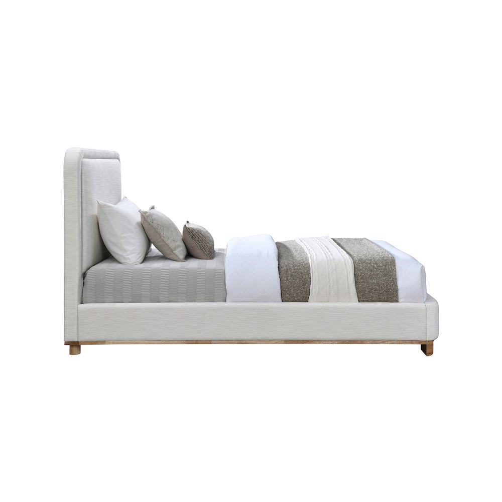 Nolita Cream Linen Textured Fabric Twin Bed