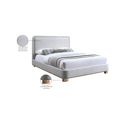 Nolita Grey Linen Textured Fabric Queen Bed