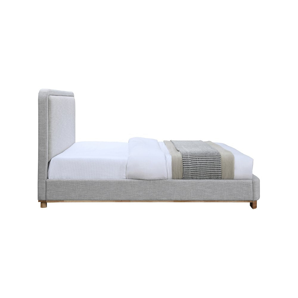 Nolita Grey Linen Textured Fabric Queen Bed