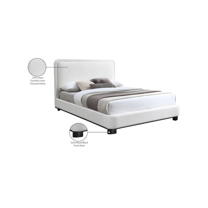 Nolita Cream Linen Textured Fabric Queen Bed