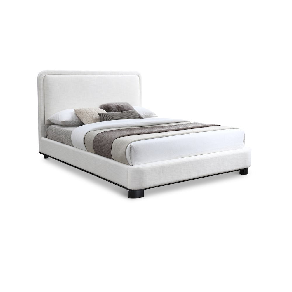 Nolita Cream Linen Textured Fabric Queen Bed