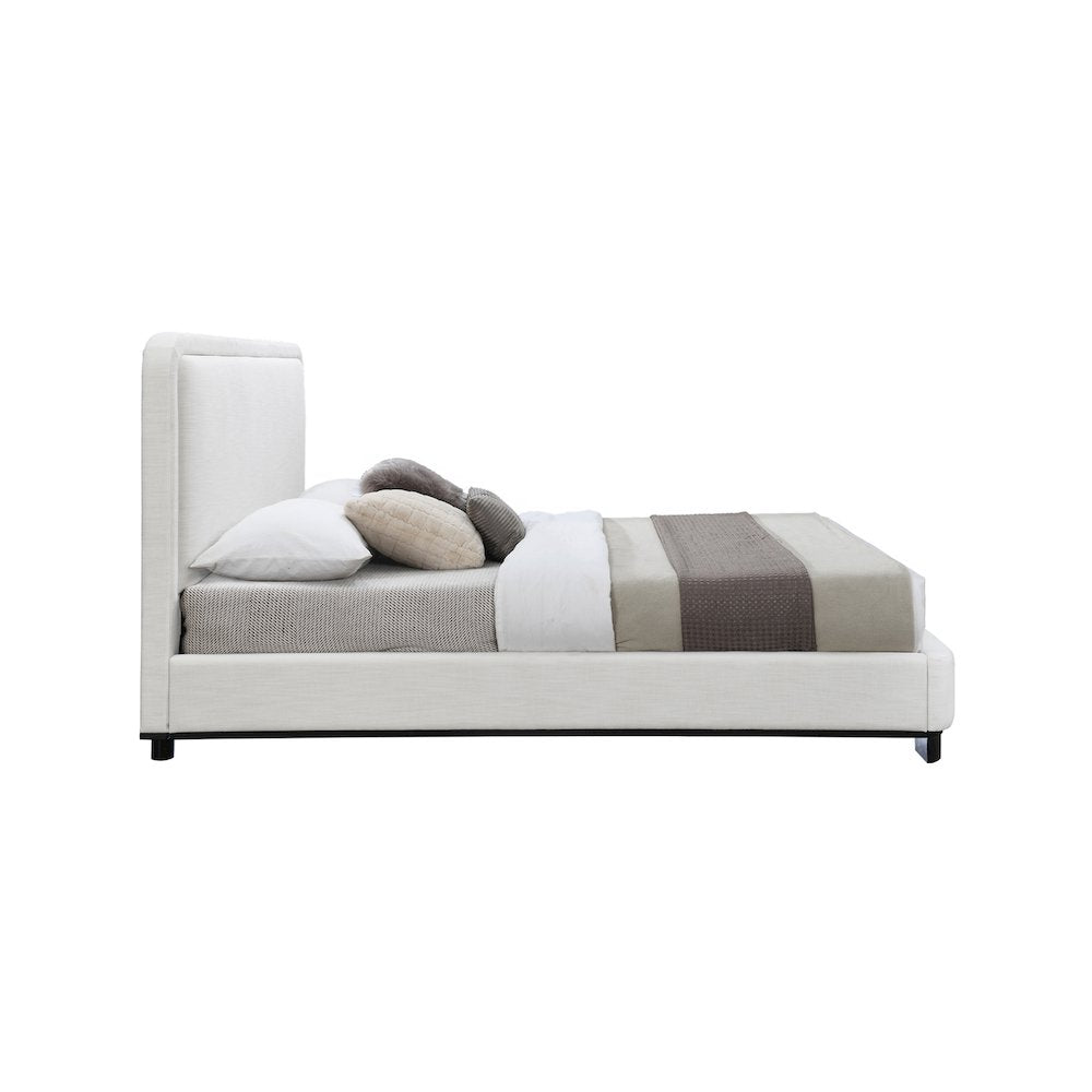 Nolita Cream Linen Textured Fabric Queen Bed