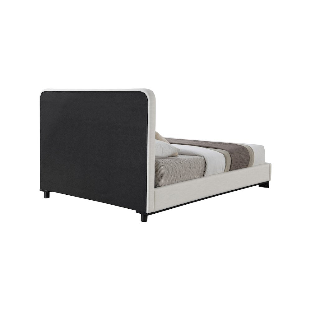 Nolita Cream Linen Textured Fabric Queen Bed