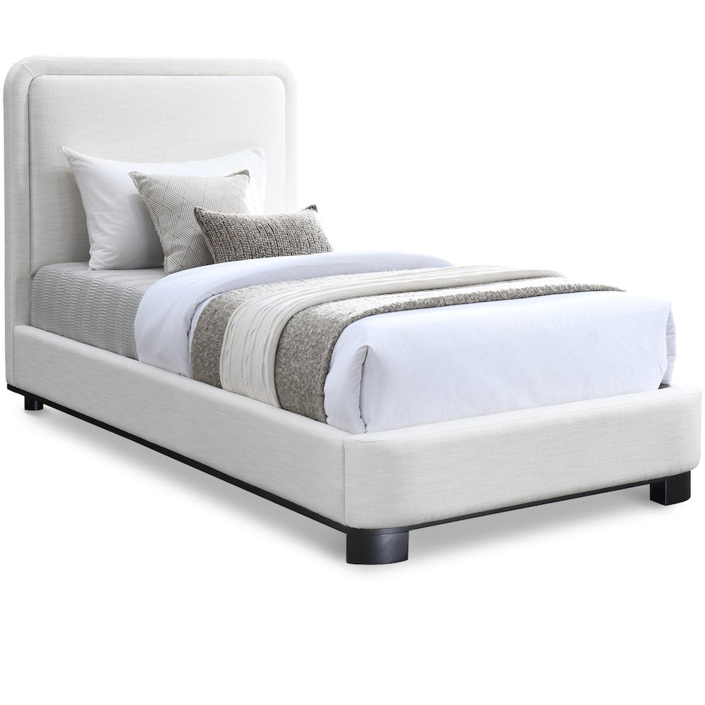 Nolita Cream Linen Textured Fabric Twin Bed