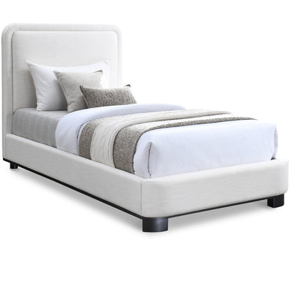 Nolita Cream Linen Textured Fabric Twin Bed