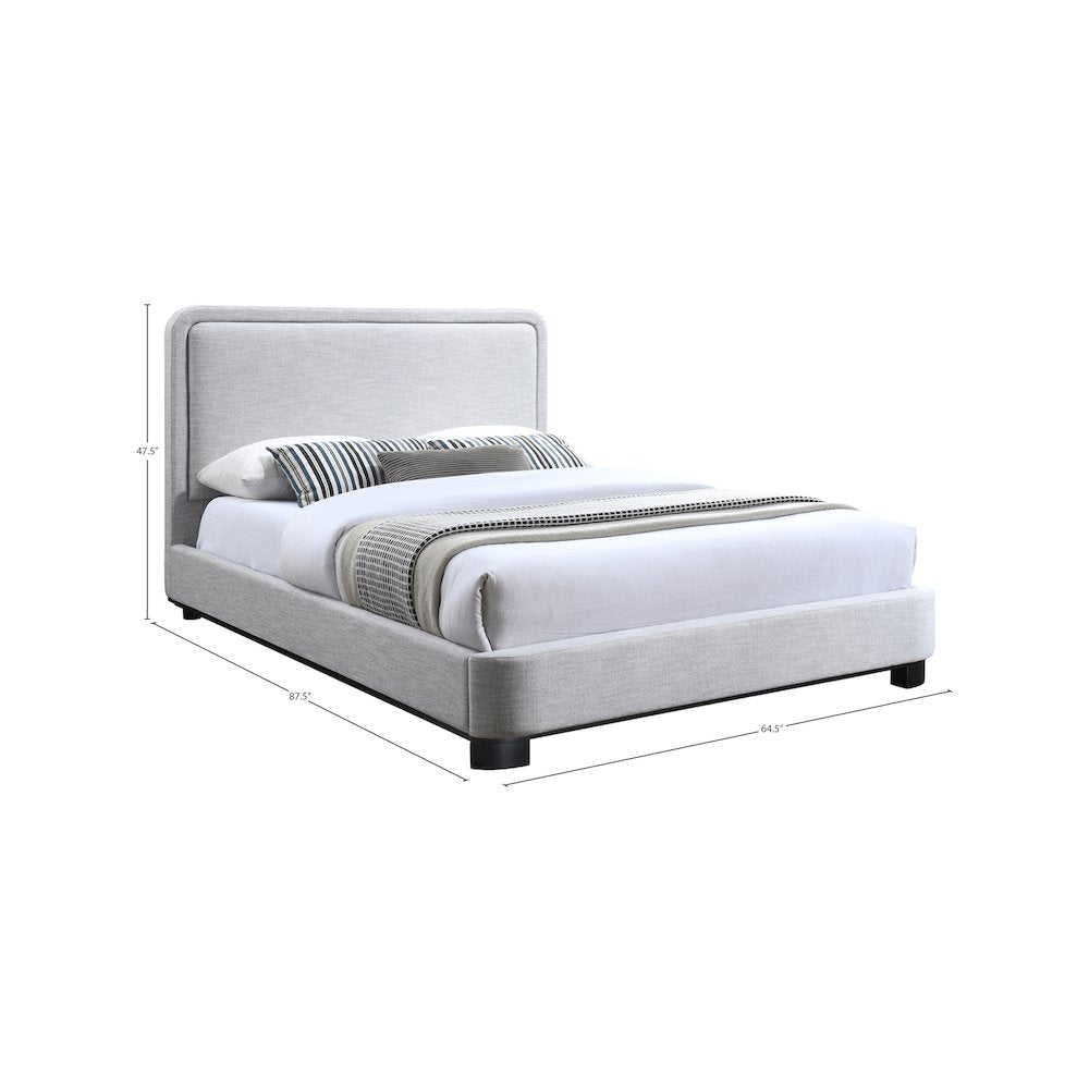 Nolita Grey Linen Textured Fabric Queen Bed