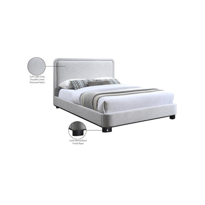 Nolita Grey Linen Textured Fabric Queen Bed