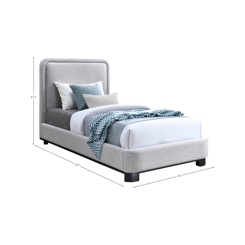 Nolita Grey Linen Textured Fabric Twin Bed