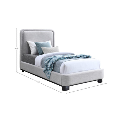 Nolita Grey Linen Textured Fabric Twin Bed