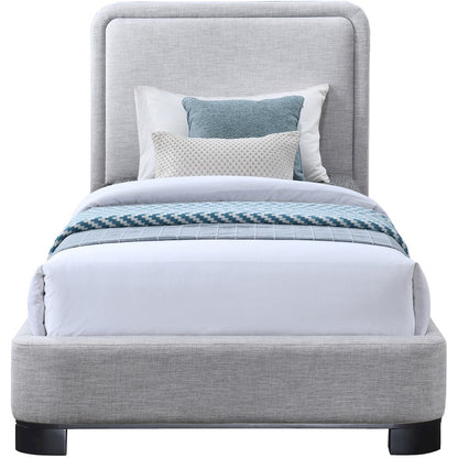 Nolita Grey Linen Textured Fabric Twin Bed