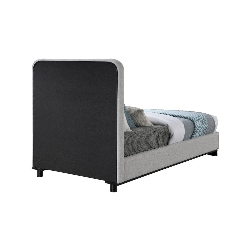 Nolita Grey Linen Textured Fabric Twin Bed