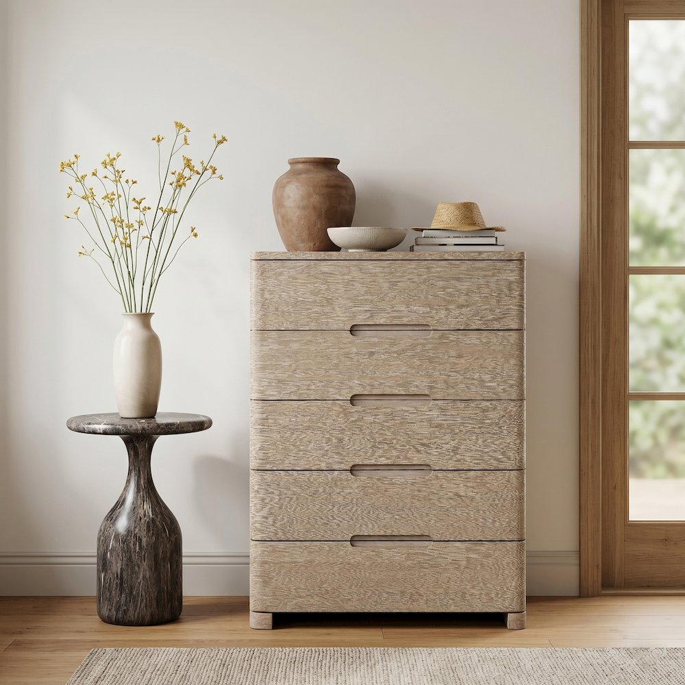 Caswell Natural Oak Veneer And Solid Wood Chest