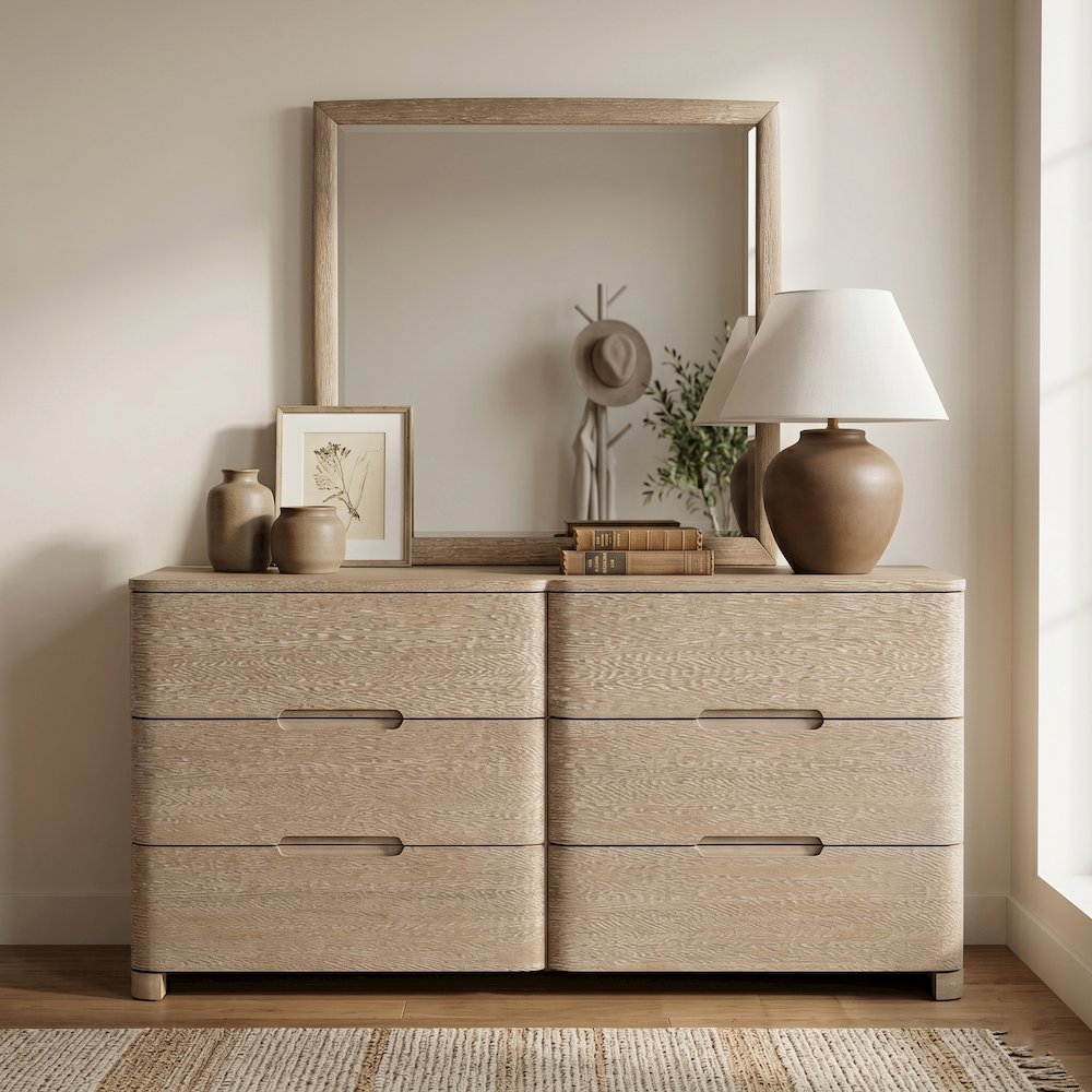 Caswell Natural Oak Veneer And Solid Wood Dresser