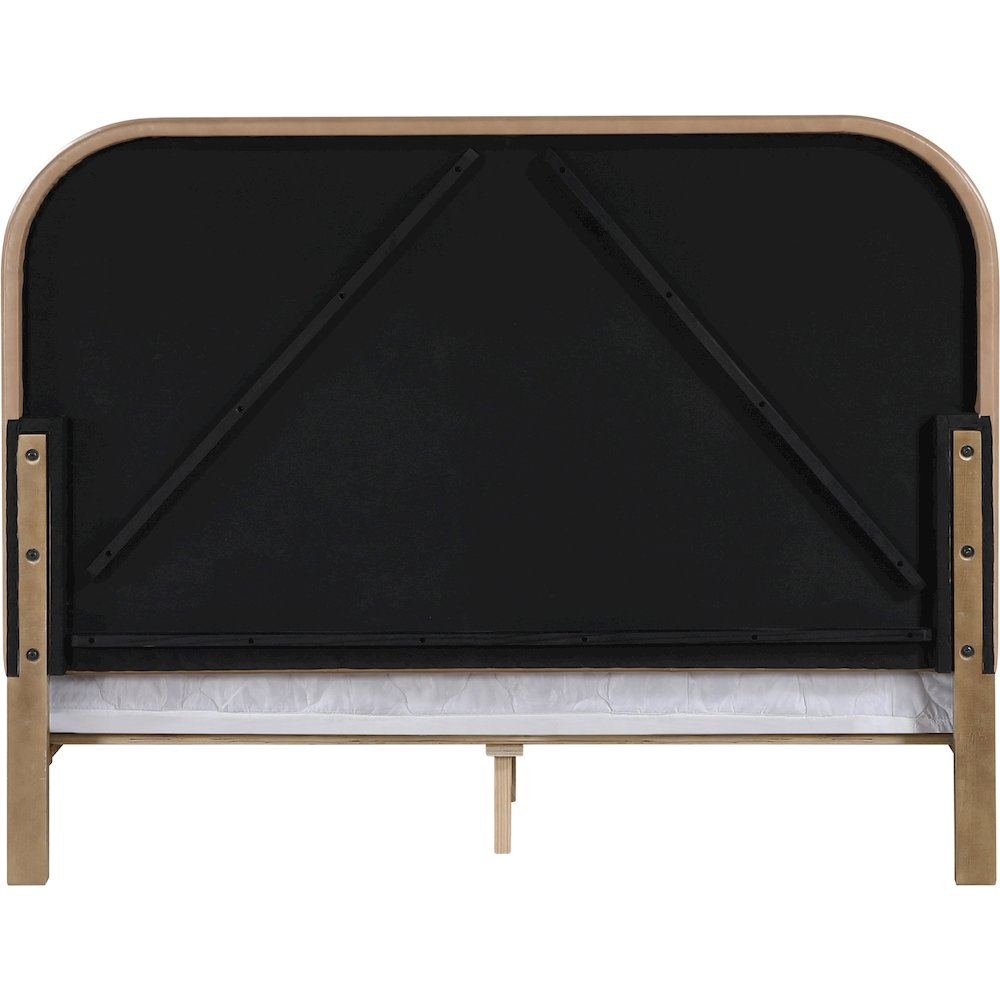 Caswell Natural Vegan Leather Upholstered Full Bed (3 Boxes)
