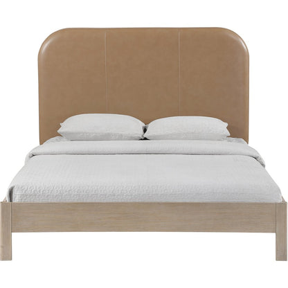 Caswell Natural Vegan Leather Upholstered King Bed (3 Boxes)