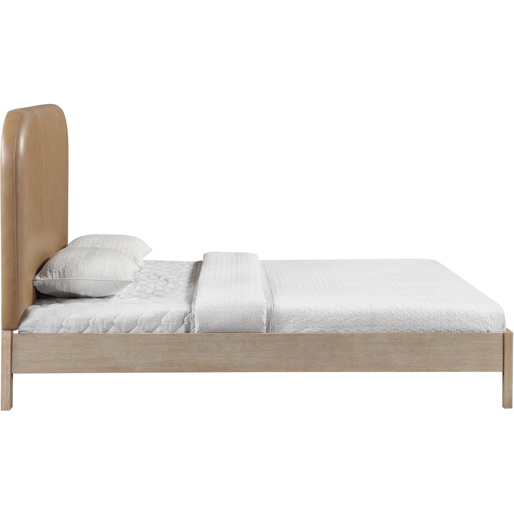 Caswell Natural Vegan Leather Upholstered Queen Bed (3 Boxes)