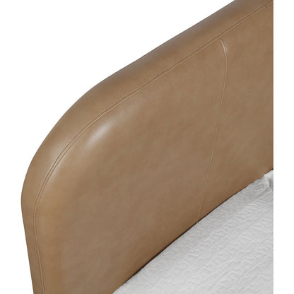 Caswell Natural Vegan Leather Upholstered Queen Bed (3 Boxes)