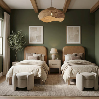 Caswell Natural Vegan Leather Upholstered Twin Bed (3 Boxes)