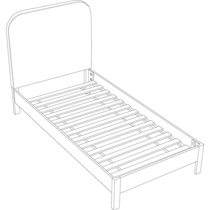 Caswell Natural Vegan Leather Upholstered Twin Bed (3 Boxes)