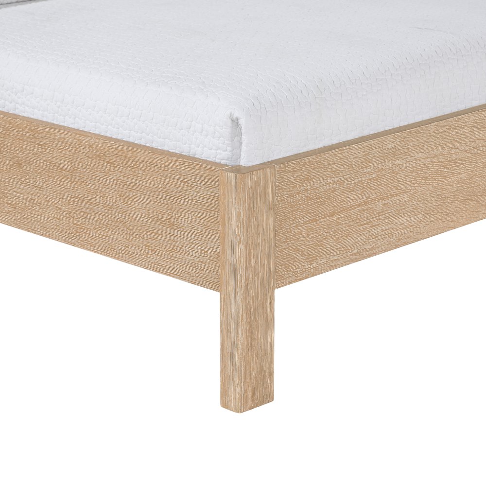 Caswell Natural Vegan Leather Upholstered Twin Bed (3 Boxes)