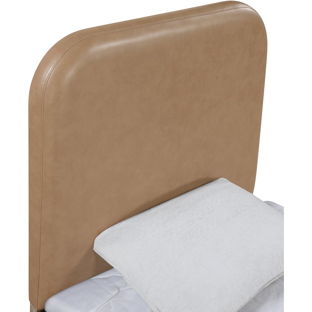 Caswell Natural Vegan Leather Upholstered Twin Bed (3 Boxes)