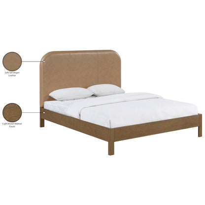 Caswell Brown Vegan Leather Upholstered Full Bed (3 Boxes)