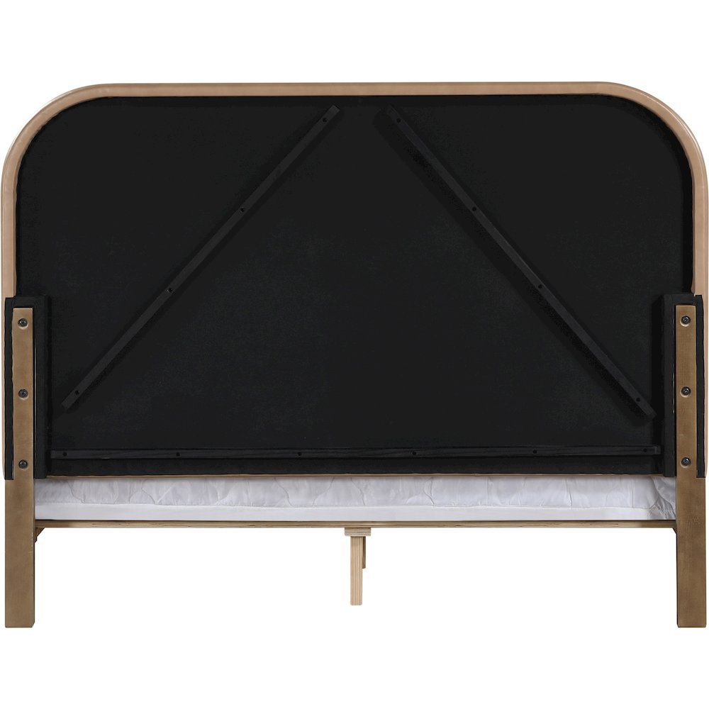 Caswell Brown Vegan Leather Upholstered King Bed (3 Boxes)