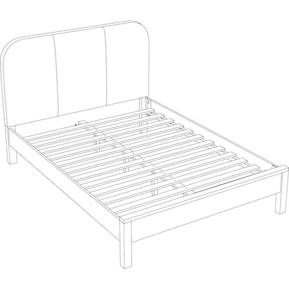 Caswell Brown Vegan Leather Upholstered Queen Bed (3 Boxes)