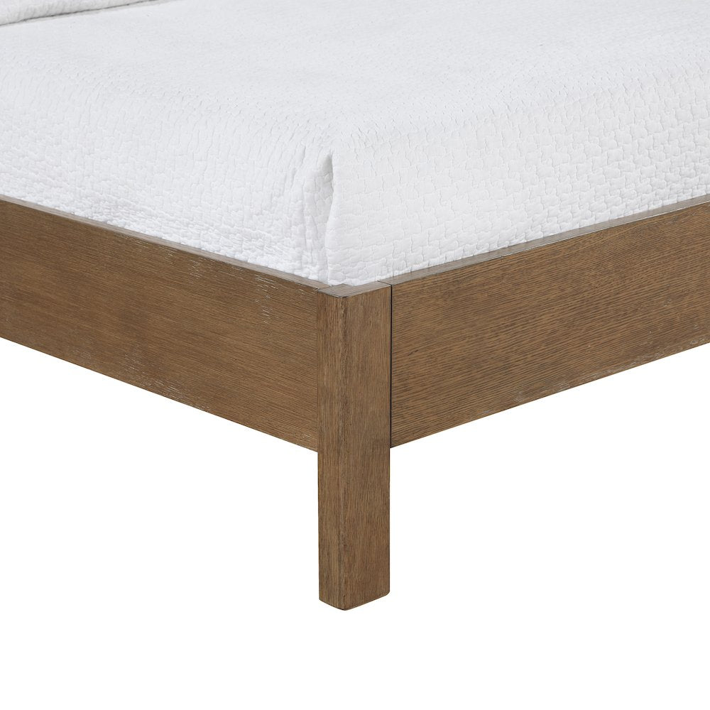 Caswell Brown Vegan Leather Upholstered Queen Bed (3 Boxes)