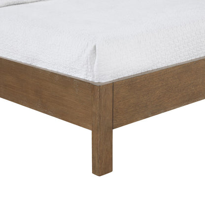 Caswell Brown Vegan Leather Upholstered Queen Bed (3 Boxes)