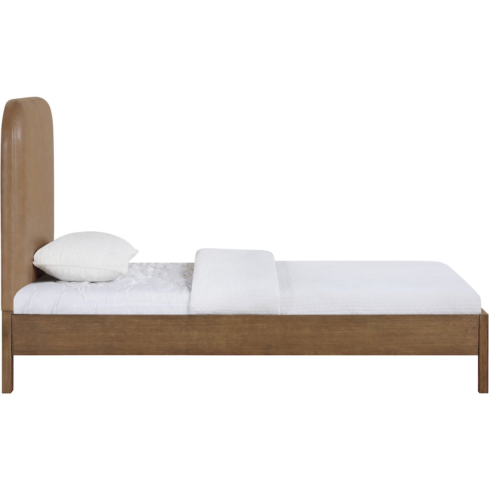 Caswell Brown Vegan Leather Upholstered Twin Bed (3 Boxes)