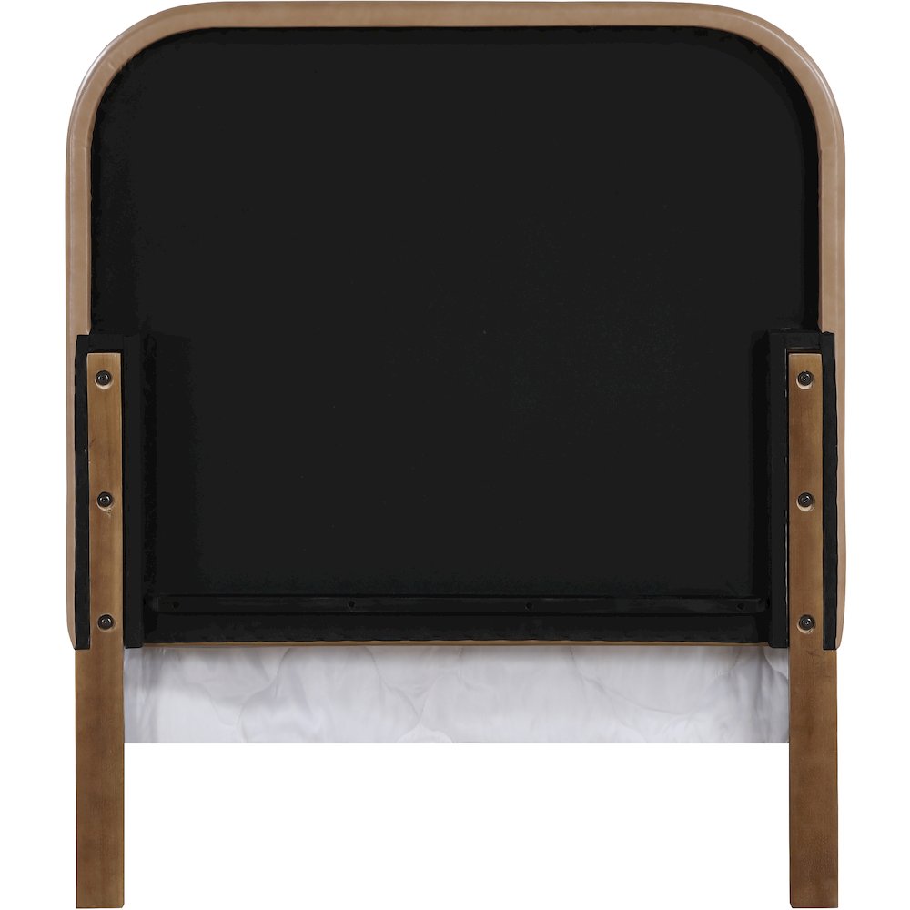 Caswell Brown Vegan Leather Upholstered Twin Bed (3 Boxes)