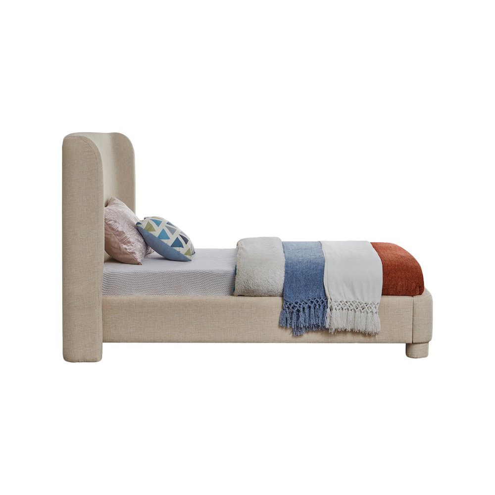 Penny Beige Polyester Fabric Twin Bed