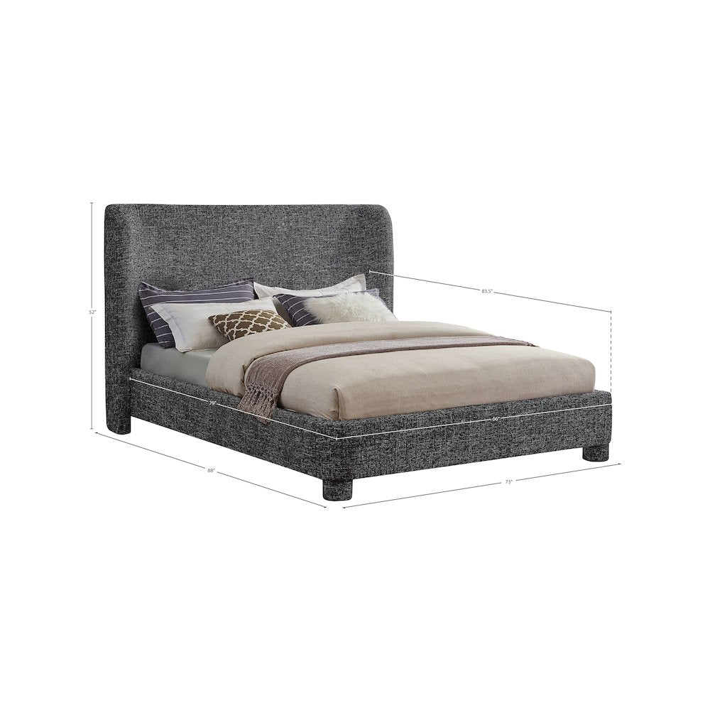 Penny Black Polyester Fabric Queen Bed